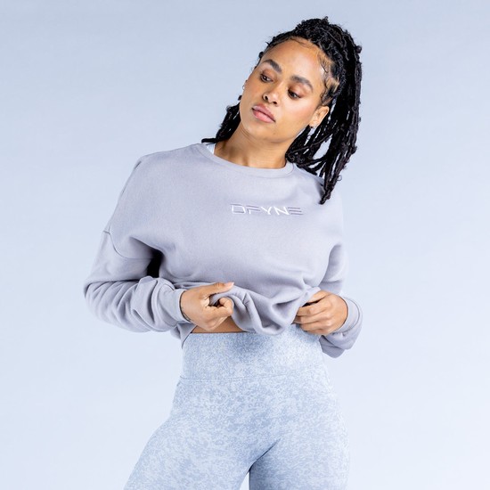 Dfyne Luxe | Revive Crop Sweatshirts Damen Grau | 26418ZWKD