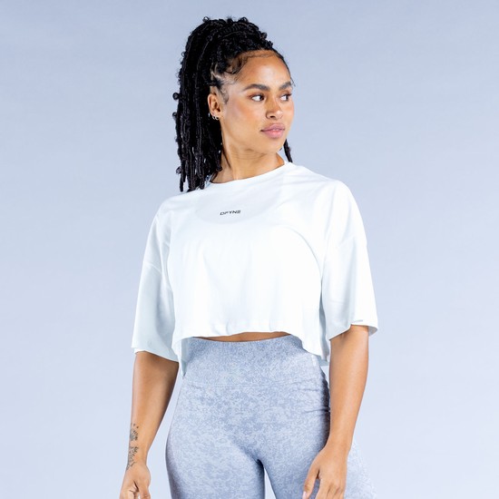 Dfyne Revive Crop T-shirts Damen Weiß | 64329PEHO