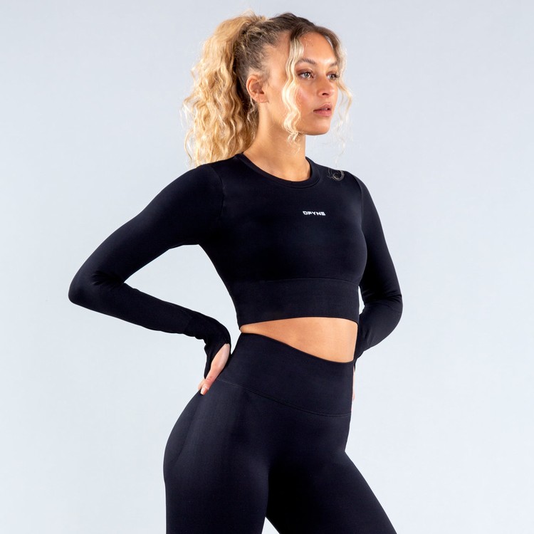 Dfyne Dynamic Crop T-shirts Damen Schwarz | 36142ZOUB