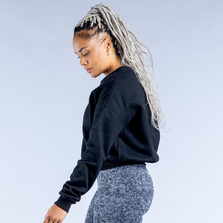 Dfyne Luxe | Revive Crop Sweatshirts Damen Schwarz | 12579MBQD