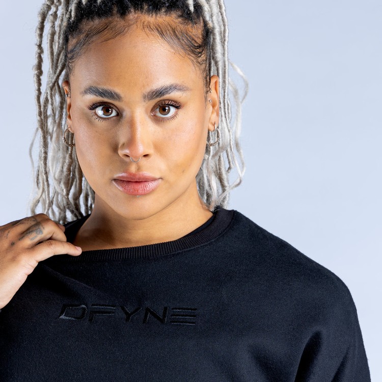 Dfyne Luxe | Revive Crop Sweatshirts Damen Schwarz | 12579MBQD