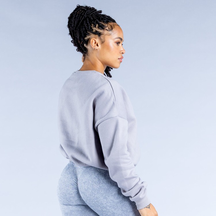 Dfyne Luxe | Revive Crop Sweatshirts Damen Grau | 26418ZWKD