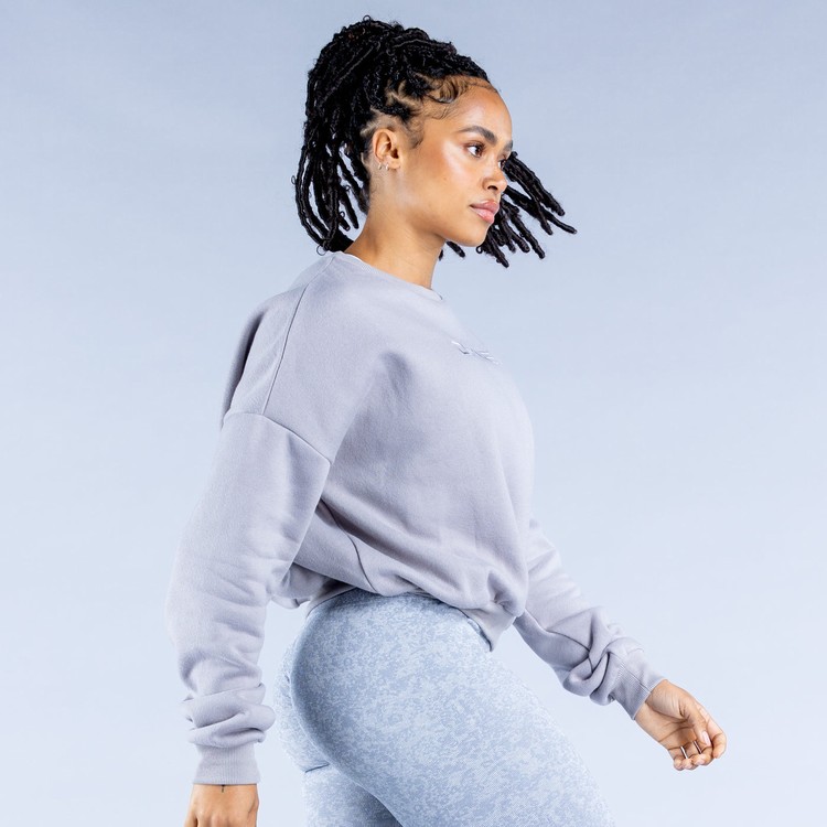 Dfyne Luxe | Revive Crop Sweatshirts Damen Grau | 26418ZWKD