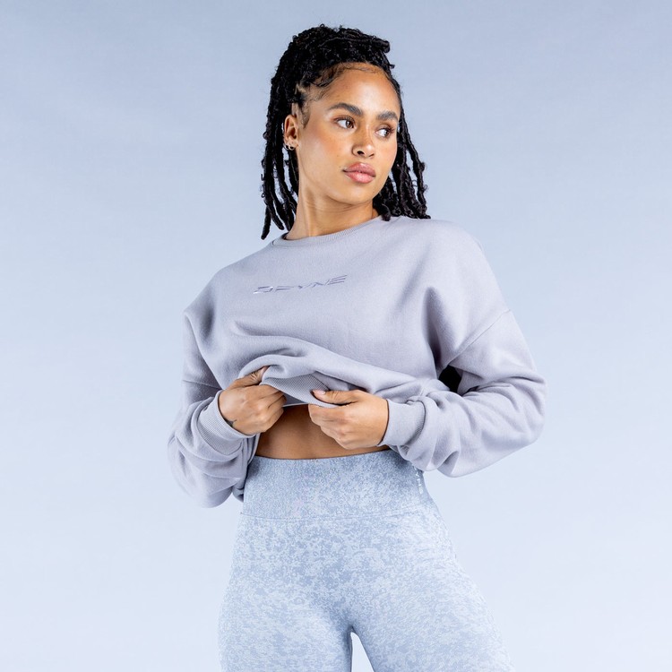 Dfyne Luxe | Revive Crop Sweatshirts Damen Grau | 26418ZWKD