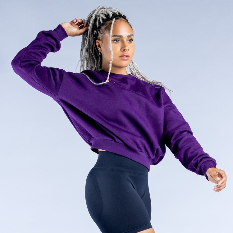 Dfyne Luxe | Revive Crop Sweatshirts Damen Lila | 97026CQMJ