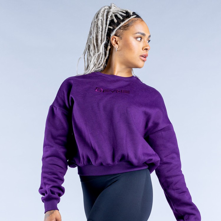 Dfyne Luxe | Revive Crop Sweatshirts Damen Lila | 97026CQMJ