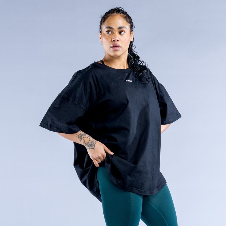 Dfyne Luxe Revive Oversized T Sweatshirts Damen Schwarz | 54862QGZX