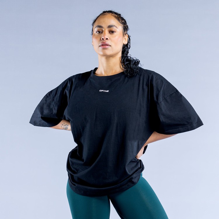Dfyne Luxe Revive Oversized T Sweatshirts Damen Schwarz | 54862QGZX