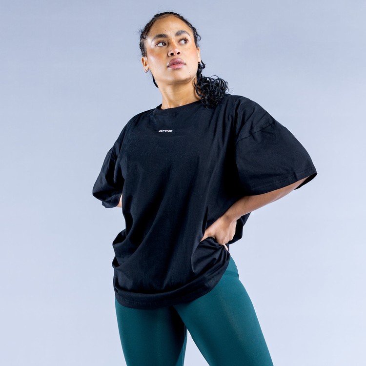 Dfyne Luxe Revive Oversized T Sweatshirts Damen Schwarz | 54862QGZX