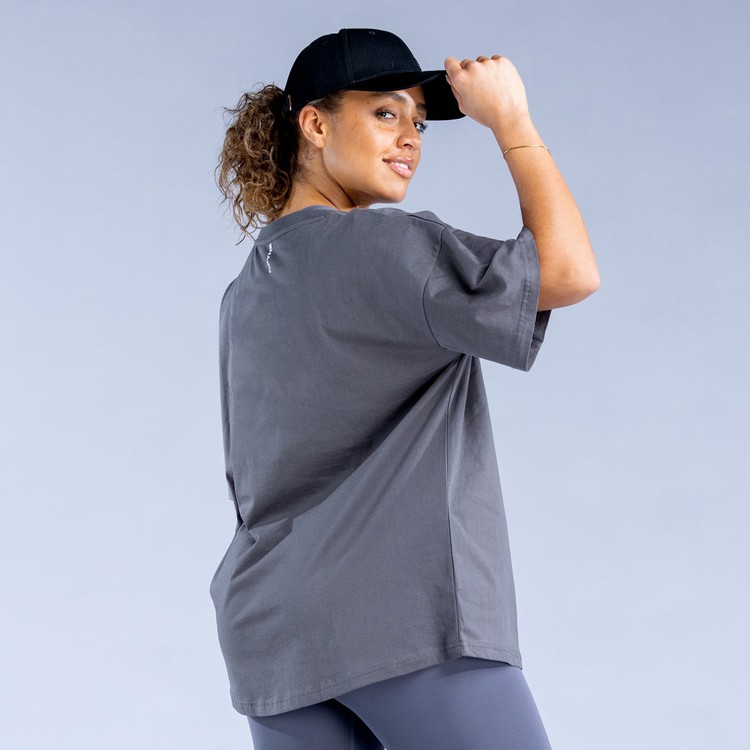 Dfyne Luxe Revive Oversized T Sweatshirts Damen Dunkelgrau | 69807BLXQ