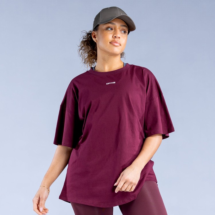 Dfyne Luxe Revive Oversized T Sweatshirts Damen Bordeaux | 71834ZRMB