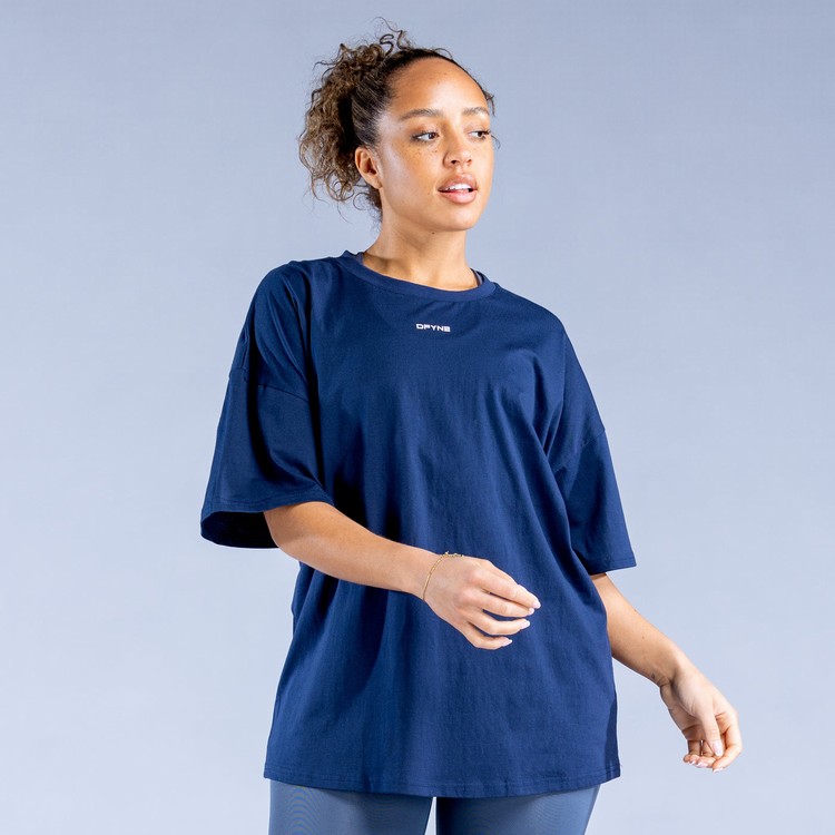 Dfyne Luxe Revive Oversized T Sweatshirts Damen Dunkelblau | 94806TWFG