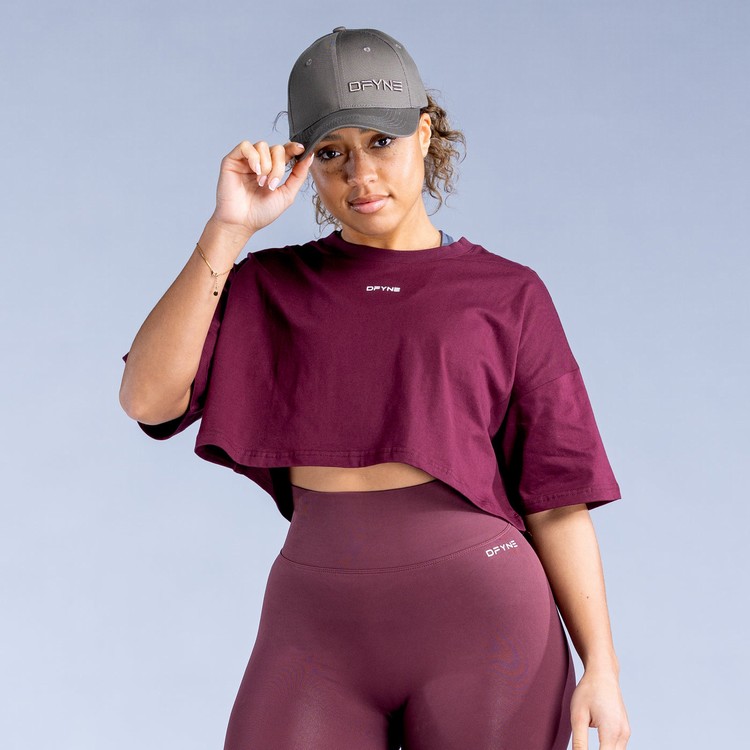 Dfyne Revive Crop T-shirts Damen Bordeaux | 09471ISZQ