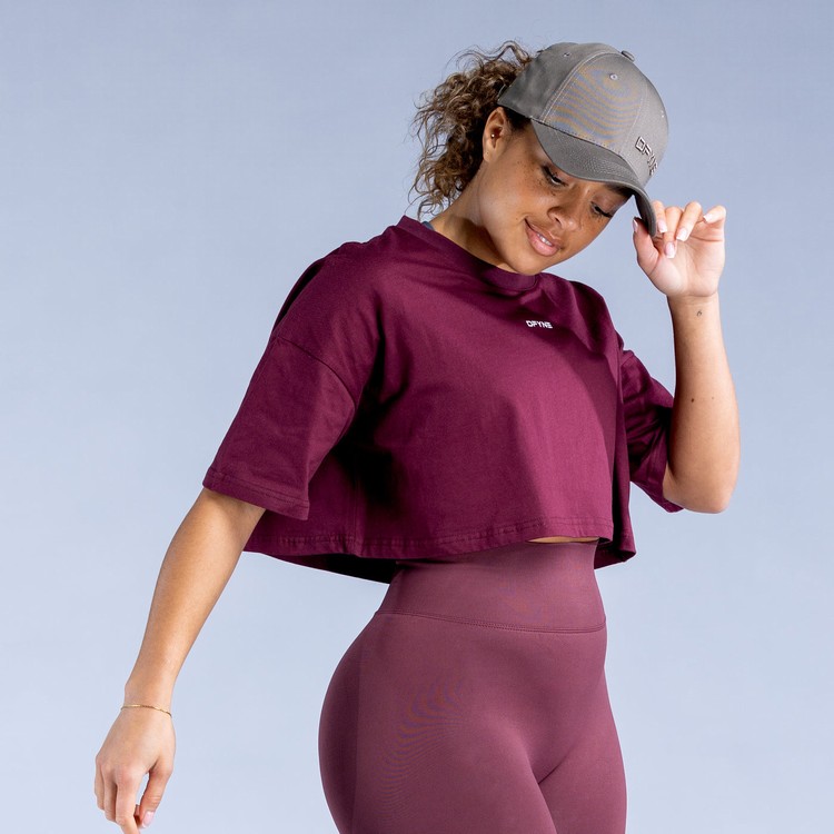 Dfyne Revive Crop T-shirts Damen Bordeaux | 09471ISZQ