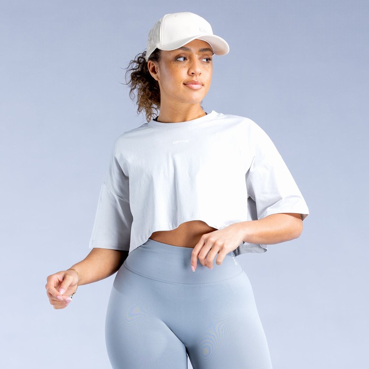 Dfyne Revive Crop T-shirts Damen Grau | 76819QPOU