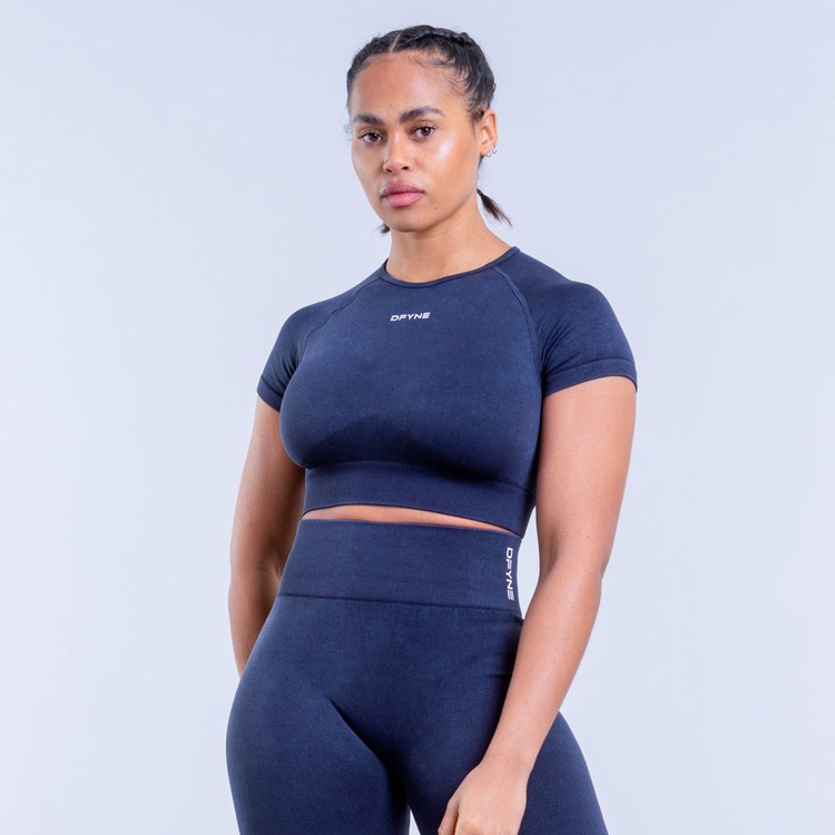 Dfyne Valkyrie Acid Wash Crop T-shirts Damen Grau | 90436MOAK