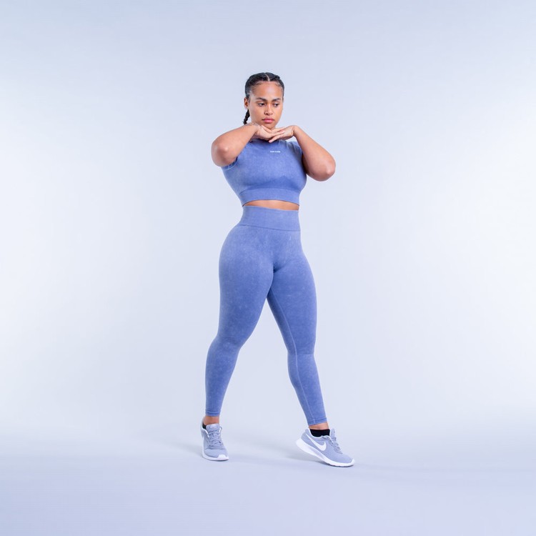 Dfyne Valkyrie Acid Wash Leggings Damen Tiefesblau | 89231KQGF