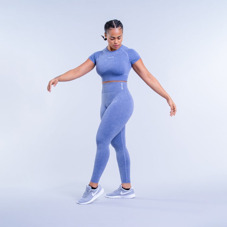 Dfyne Valkyrie Acid Wash Leggings Damen Tiefesblau | 89231KQGF